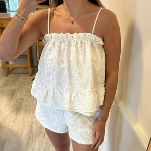White floral print summer set